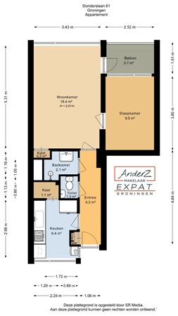 Floorplan - Donderslaan 61, 9728 KS Groningen